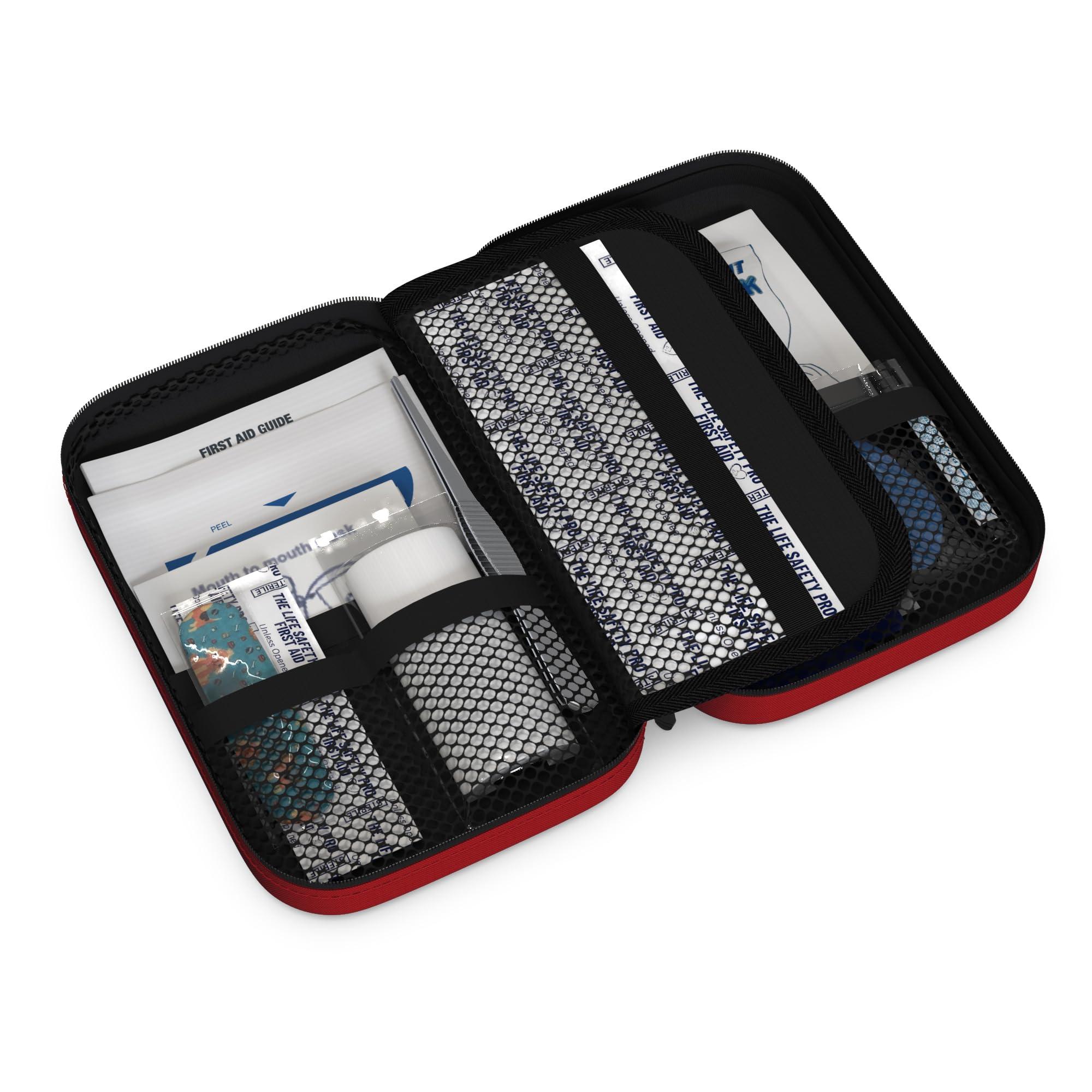 The Life Safety Pro Small, First Aid and CPR Kit for children, toddler, and kids. Large Variety of Bandages to fit your childs injuries. Perfect travel first aid kit, Diaper Bag, Backpack, Car, and More. Quick and Effect