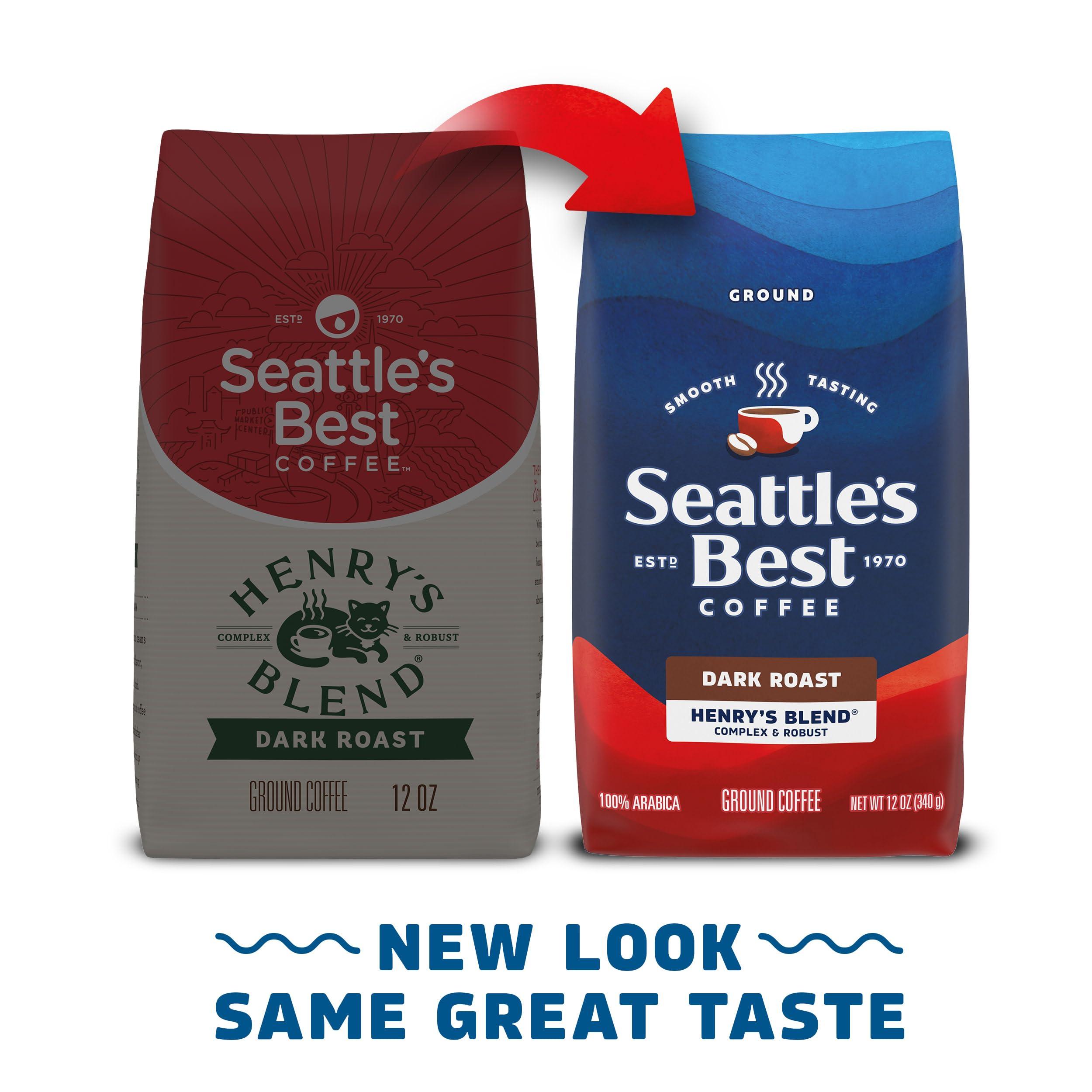 Seattle's Best Coffee Seattles Best Coffee, Dark Roast Ground Coffee, Henry\'s Blend, 100% Arabica, 1 Bag (12 oz)