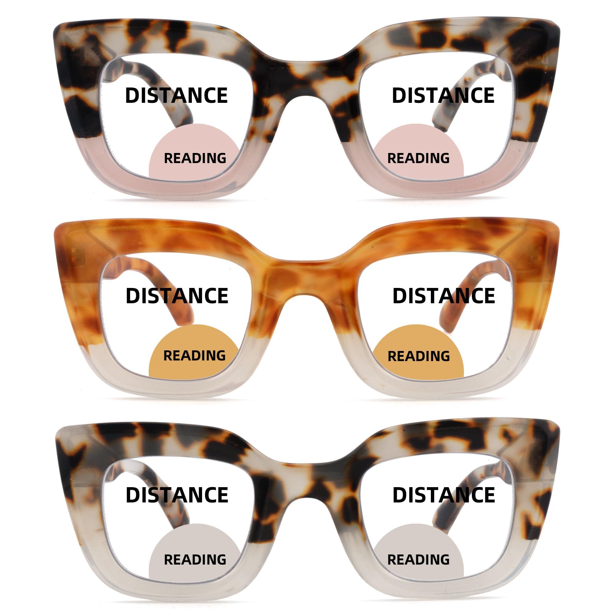 SOPHILY SOPHILY 3 Pack Bifocal Reading Glasses for Women Men, Clear Top Bi-focal Womens Readers Trendy Thick Frame +2.5