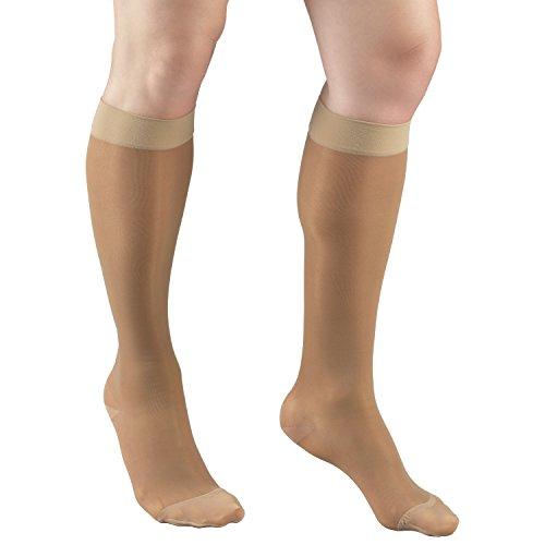 Truform Truform Sheer Compression Stockings, 15-20 mmHg, Women's Knee High Length, 20 Denier, Beige, Large