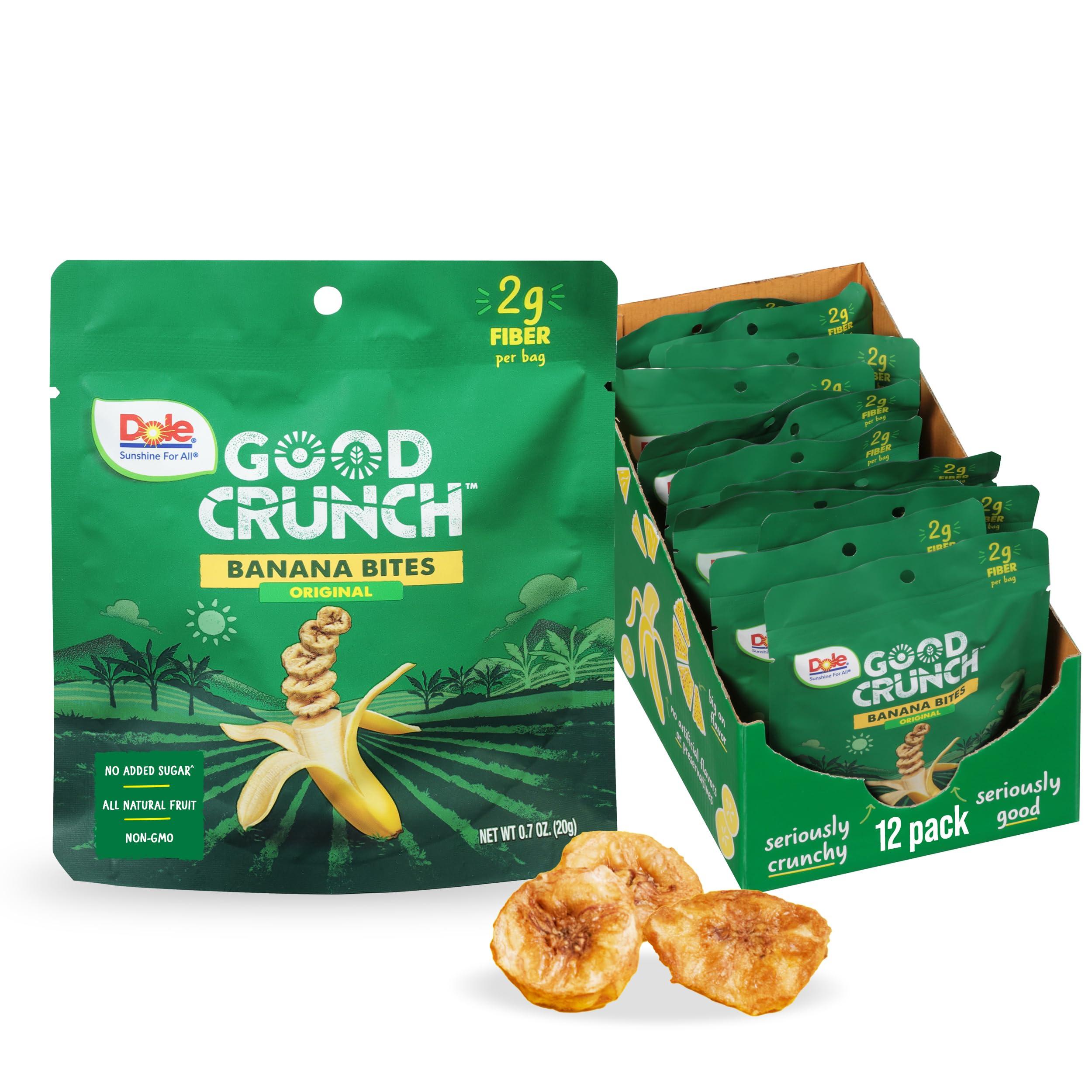 Dole Dole Good Crunch Banana Dried Fruit Bites, Gluten Free & Vegan Snack, 0.7oz Bags (Pack of 12)