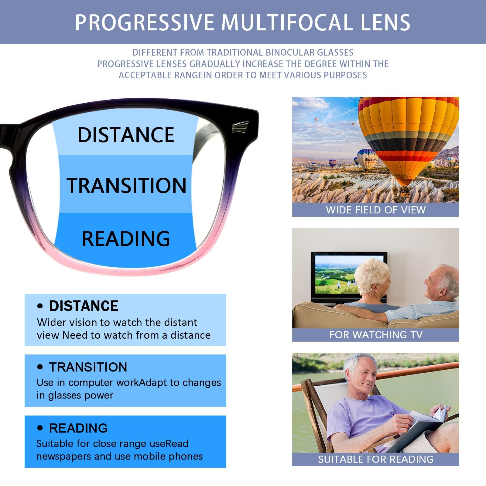 Sumkyle Sumkyle 3 Pack Progressive Multifocal Reading Glasses for Women Men Blue Light Blocking Computer Glasses Spring Hinge Readers(3 pack black, 2.50)