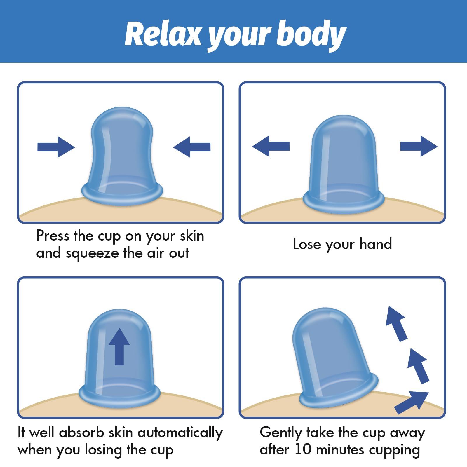 ELERA ELERA Silicone Cupping Therapy Sets, Cellulite Reduction Vacuum Cup - Cupping Kit for Massage Therapy (4 Cups)