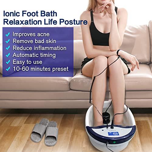 VnioLife VnioLife Ionic Foot Bath Detox Machine, Ion Detox Foot Bath Cleanse, Foot Detox Spa with Waist Strap, Arrays, Slippers | LCD Display, Time Setting