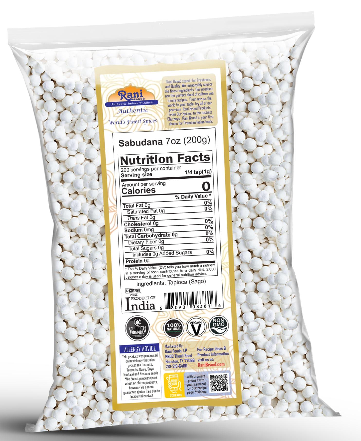 Rani Brand Authentic Indian Products Rani Sabudana (Tapioca/Sago) Pearls 7oz (200g) ~ All Natural | Vegan | No Colors | NON-GMO | Kosher | Indian Origin
