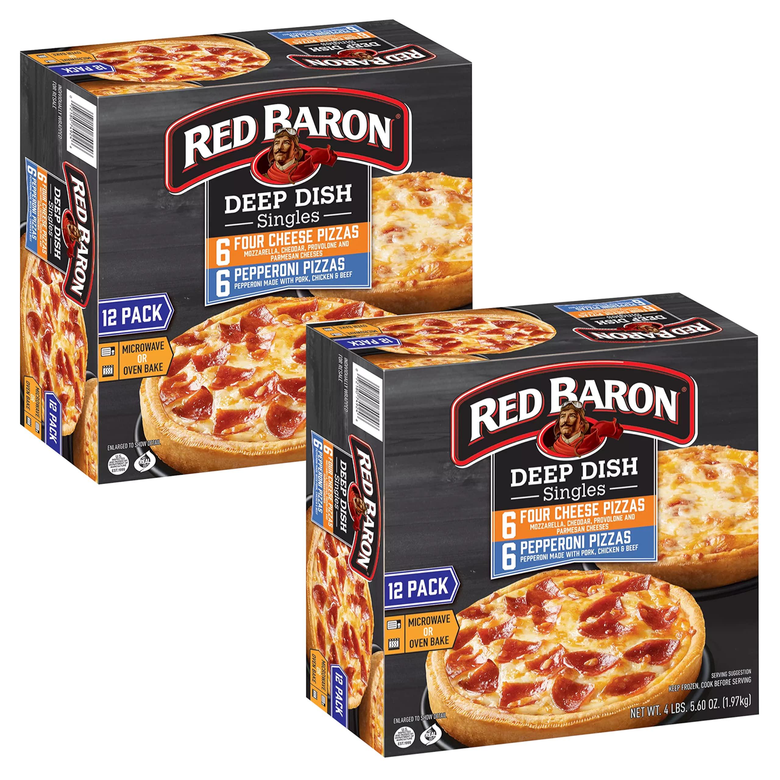 Ready Set Gourmet Red Baron Singles Deep Dish Pizza Variety Pack - Four Cheese Pizzas and Pepperoni Pizzas - 6 Flavors Each - 2 Pack (12 x 5.60 oz Each) - Ready Set Gourmet Donate a Meal Program