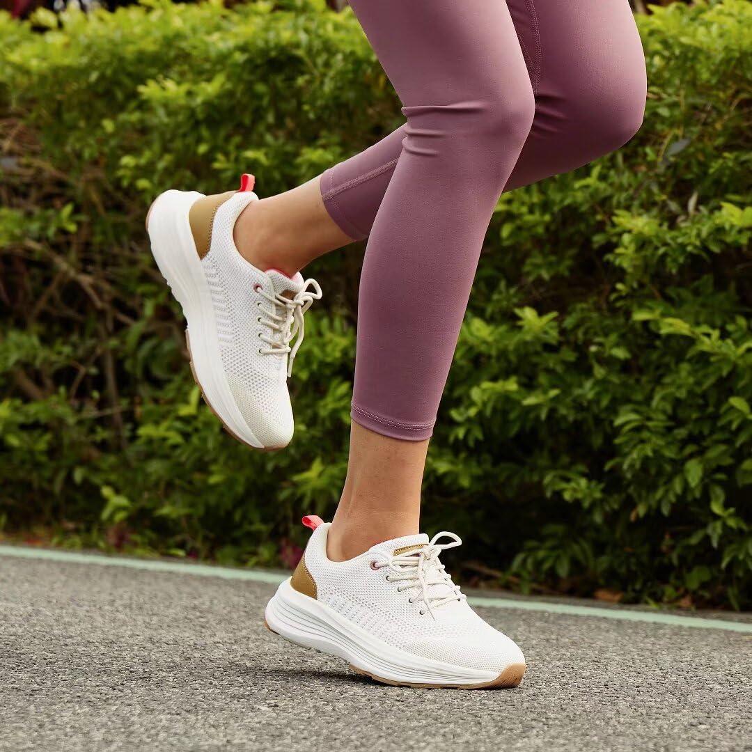 OrthoComfoot Women\'s Orthopedic Walking Shoes with Arch Support: Comfortable Orthotic Running Sneakers for Plantar Fasciitis, Supportive Trip Sneakers with Eva Elastic Thick Sole Beige Size 8