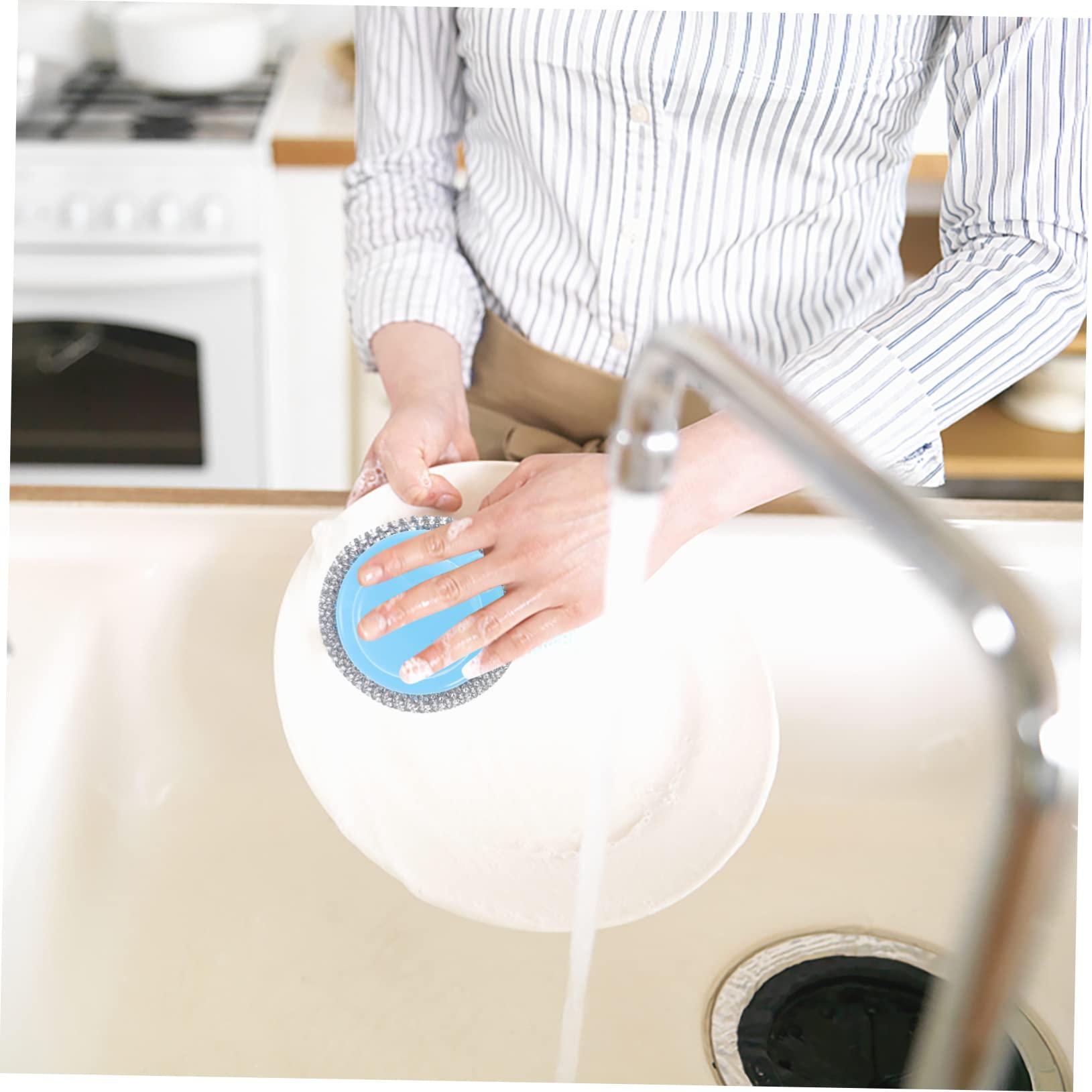 Healifty 10 Sets Wire Brush Handle Dish Brush Kitchen Cleaning Brush Stainless Steel Scrubber Wire Ball with Handle Pot Scrubber Scrub Brush for Pot Dish Clean Brush Home Pot Washing Tool