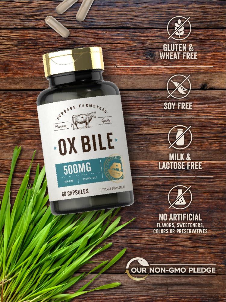 Carlyle Carlyle Ox Bile Supplement | 500mg | 60 Capsules | Digestive Enzyme | Non-GMO & Gluten Free | by Herbage Farmstead