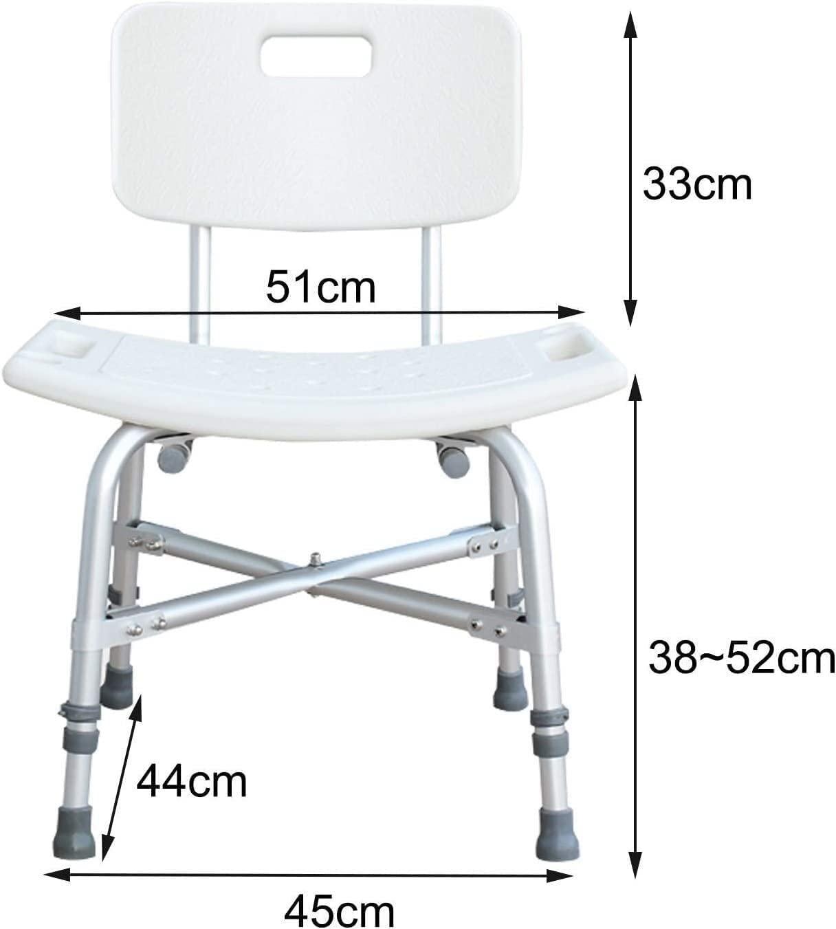 YOODODO YOODODO Heavy Duty Shower Stool, Elderly Disabled Ergonomic Aid Bathroom Seat Height Adjustable Easy Tools-Free Assembly Bench Shower Chair, 51cm, White