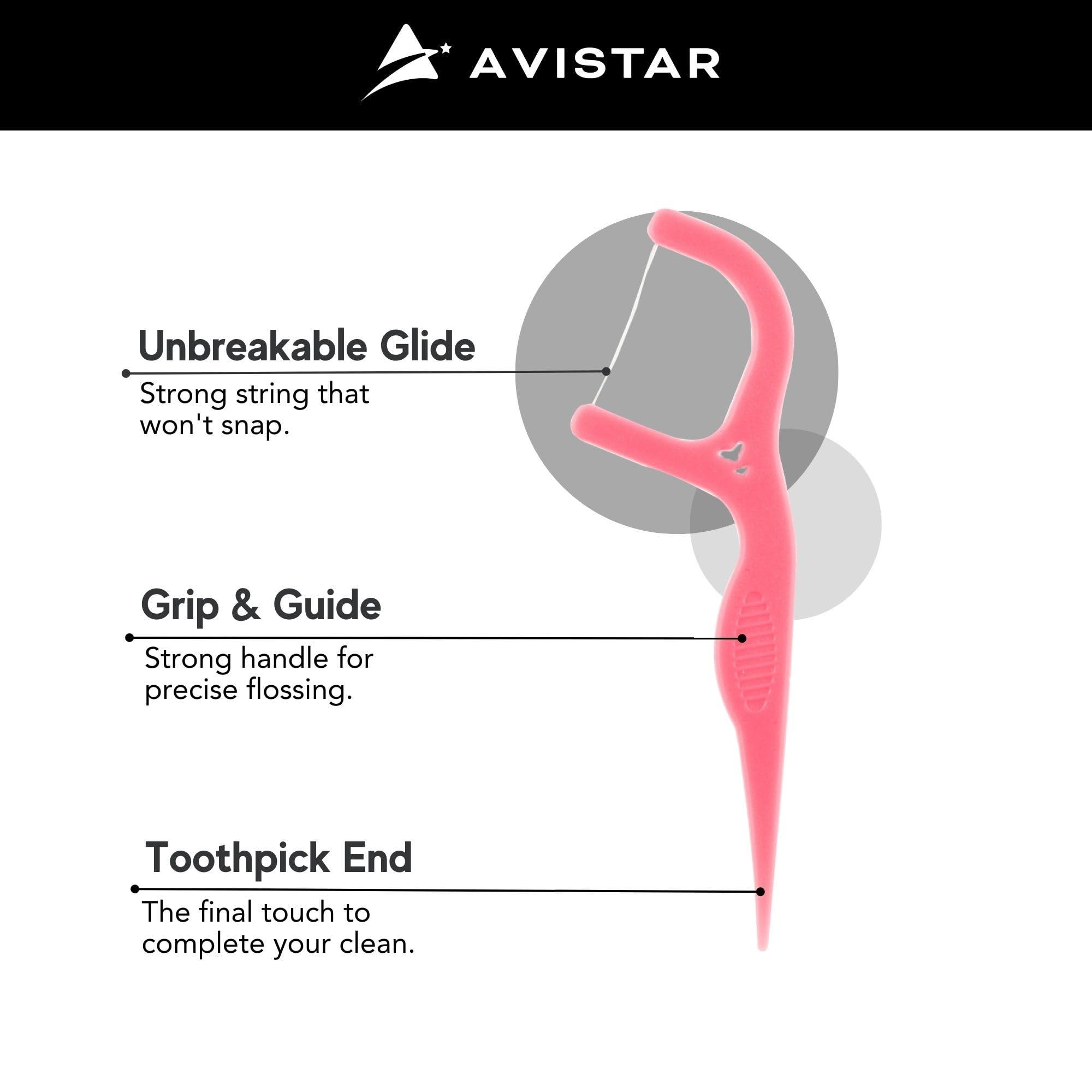 Avistar 150 Individually Wrapped Floss Picks - Pink Travel Floss Picks - Easy Grip Disposable Floss Picks - Dental Flossers for Teeth - Gently Removes Plaque & Food Particles Between Teeth