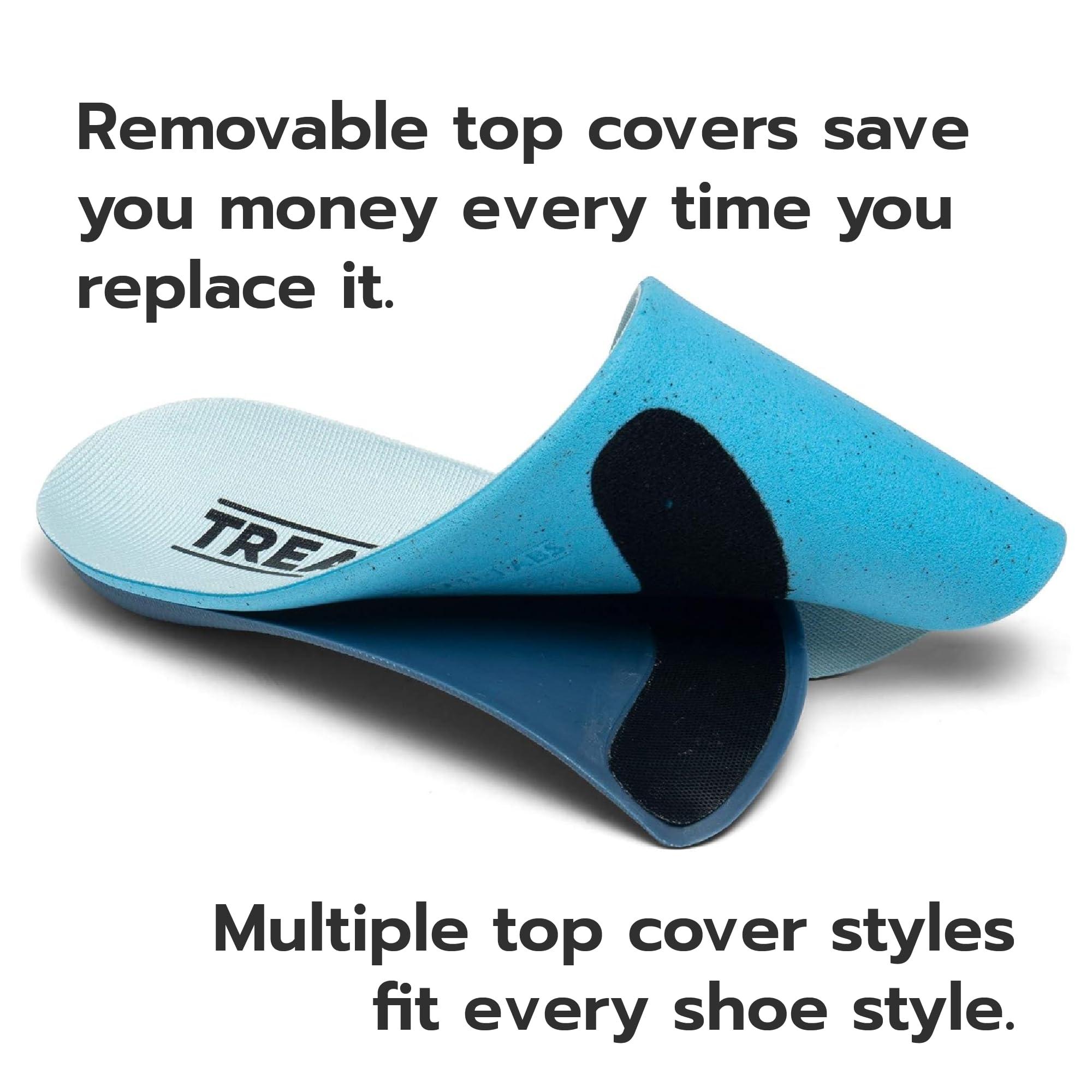 Tread Labs Pace Insoles Wide Foot Arch Supports for Flat Feet to High Arches - Extra Firm Mens and Womens Orthotics for Foot Pain Relief, Plantar Fasciitis, Supination Deep Heel Cup - Replaceable Top Cover