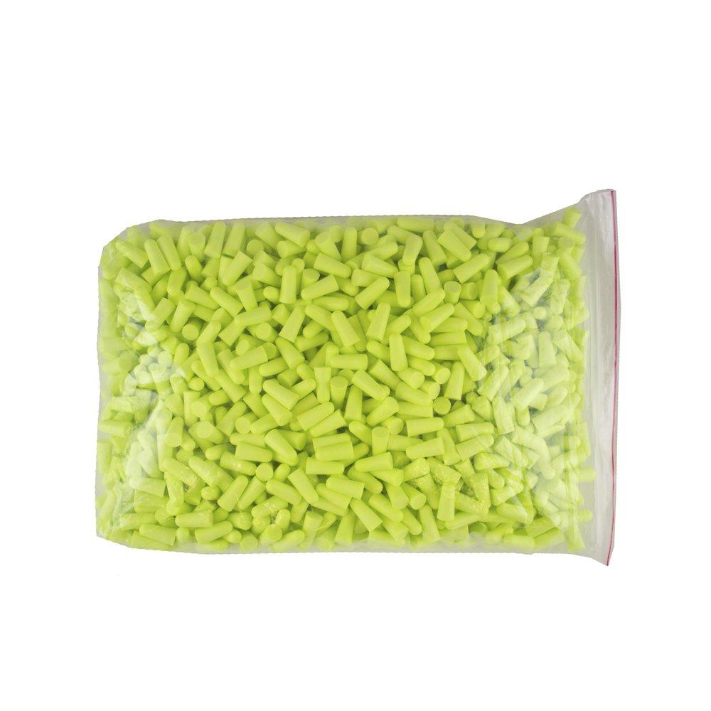 Sellstrom Pack of 500 Disposable, Uncorded, Foam Ear Plugs, 32db NRR, Bullet Shape, Hi-Vis Green