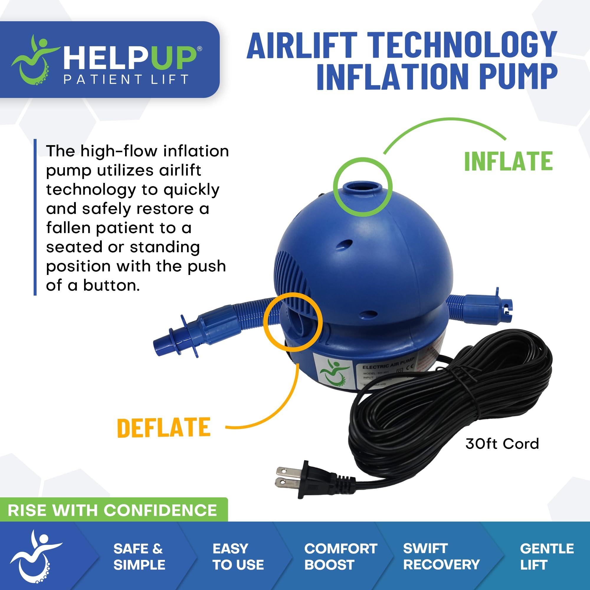 HelpUp HelpUp Inflatable Elderly Floor Assist Fall Recovery Chair Lift with Airlift Technology to Lift Fallen Seniors - Floor to Feet, Included Handheld Stand Aid, Grey - 300 lbs Capacity