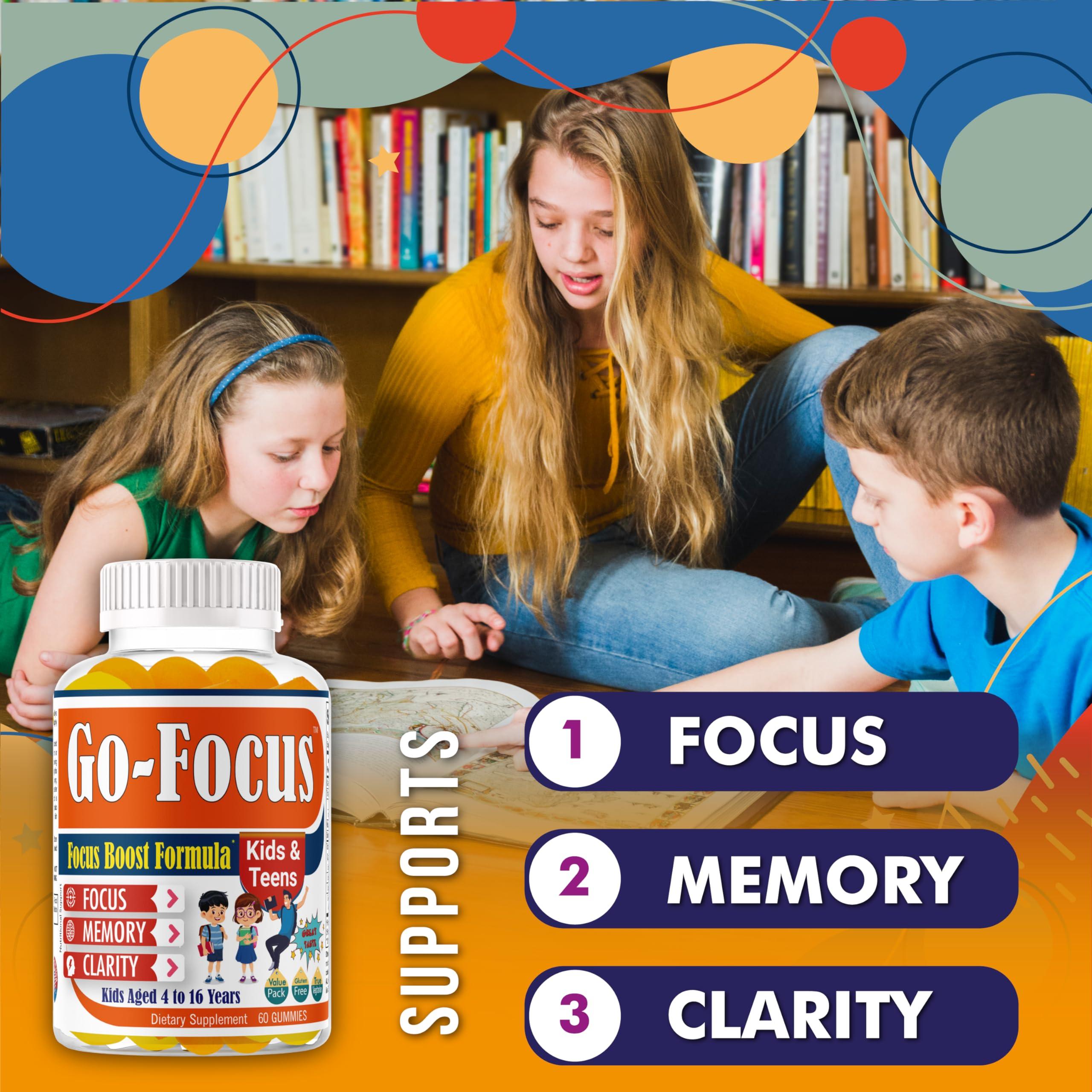 BrightKids BrightKids Brain Supplements for Memory and Focus, Omega 3 & DHA Focus Gummies for Kids, Memory Booster Focus Supplement for Kids & Teens- Low-Sugar, Natural Fruit Flavor 60 Gummies
