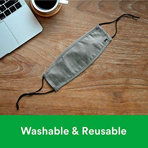 3M 3M Daily Face Mask, Reusable, Washable, Adjustable Ear Loops, Lightweight Cotton Fabric, 10 Pack, Gray