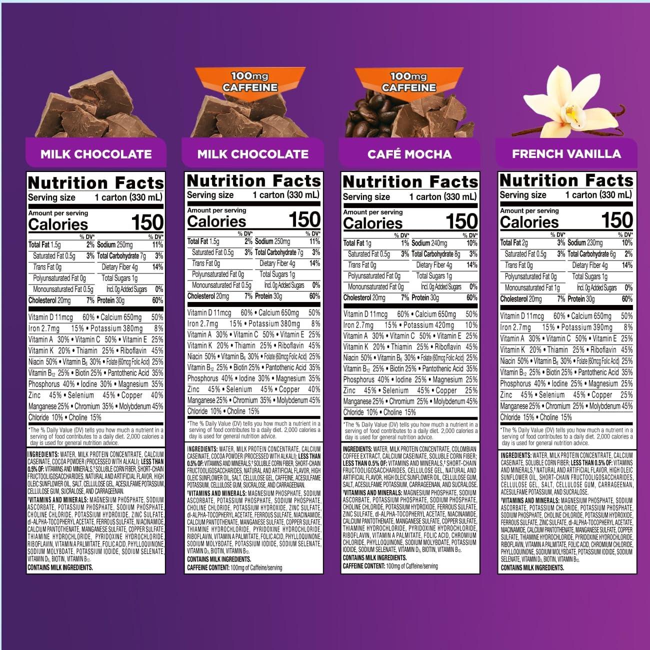 Ensure Ensure Max Protein Nutrition Shakes, Variety Pack, With 30g of Protein, 1g of Sugar, Nutrients to Support Immune System Health, High Protein Shake, 11 fl oz, Pack of 8, Liquid