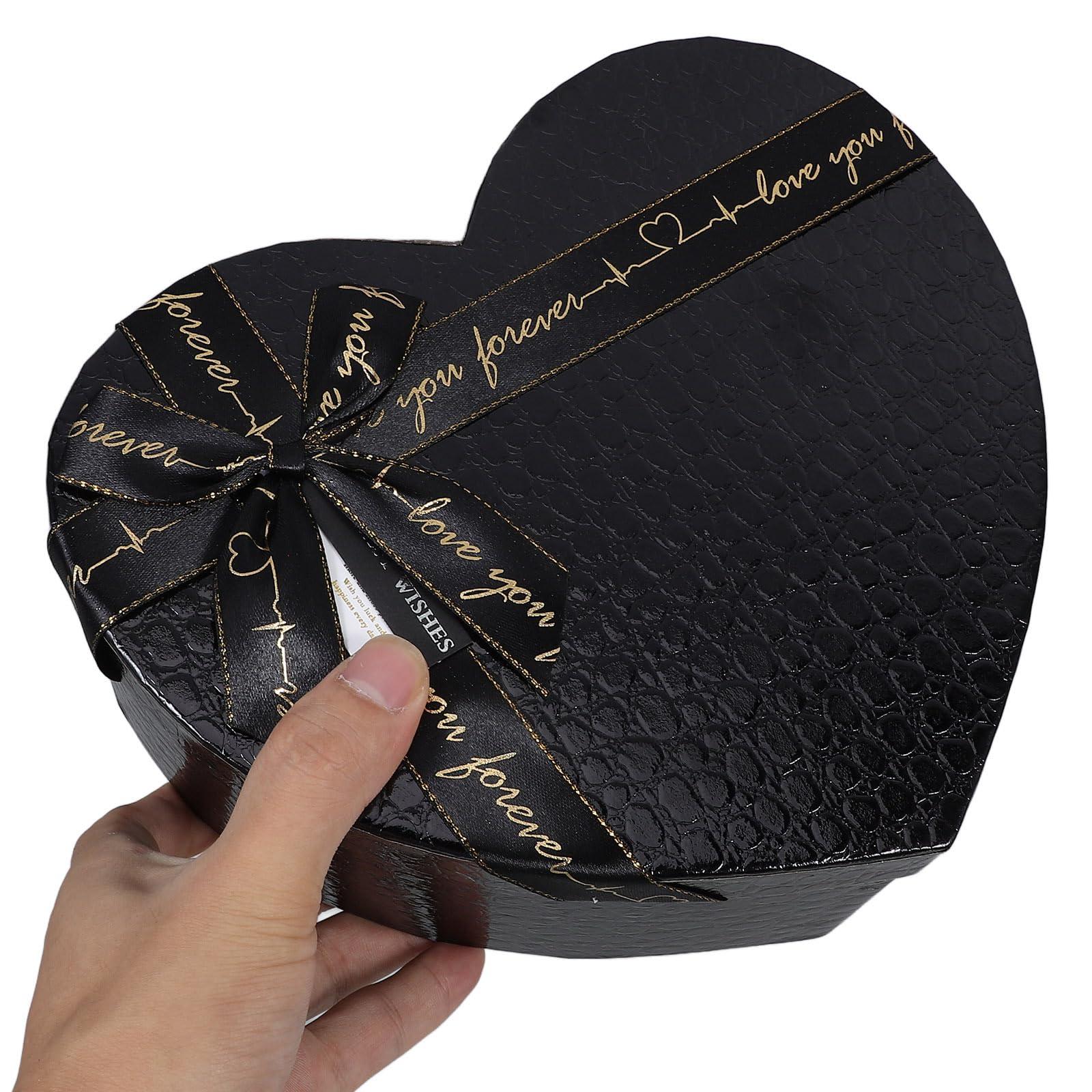 STOBOK STOBOK Heart Shaped Box Valentine\'s Day Heart Gift Box Black Packing Case Heart Shaped Container Box Jewelry Container for Valentine Wedding Birthday Present Supplies