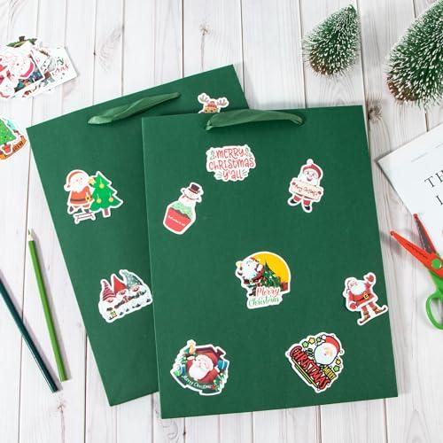 driew driew Large Dark Green Gift Bags, 12 Pack Extra Large Deep Green Gift Bag Ribbon Handles Heavy Duty Paper Gift Bags 10x5x13 inches Party Gift Bags for Shopping, Pakcing,Retail