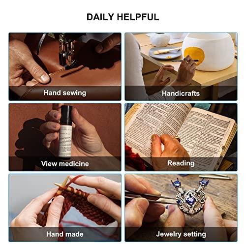 OKH OKH Magnifying Glasses for Close Work With Light Up Reading Glasses with Light, Rechargeable LED Lighted Reading Glasses, Anti Blue Light, Bright Clear Vision Unisex, Square+3.0x