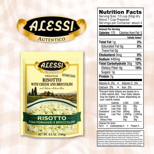 Alessi Alessi Autentico, Premium Seasoned Risotto, Italian Arborio Rice, Easy to Prepare, 6.5 Ounce (Cheese & Broccolini, Pack of 6)