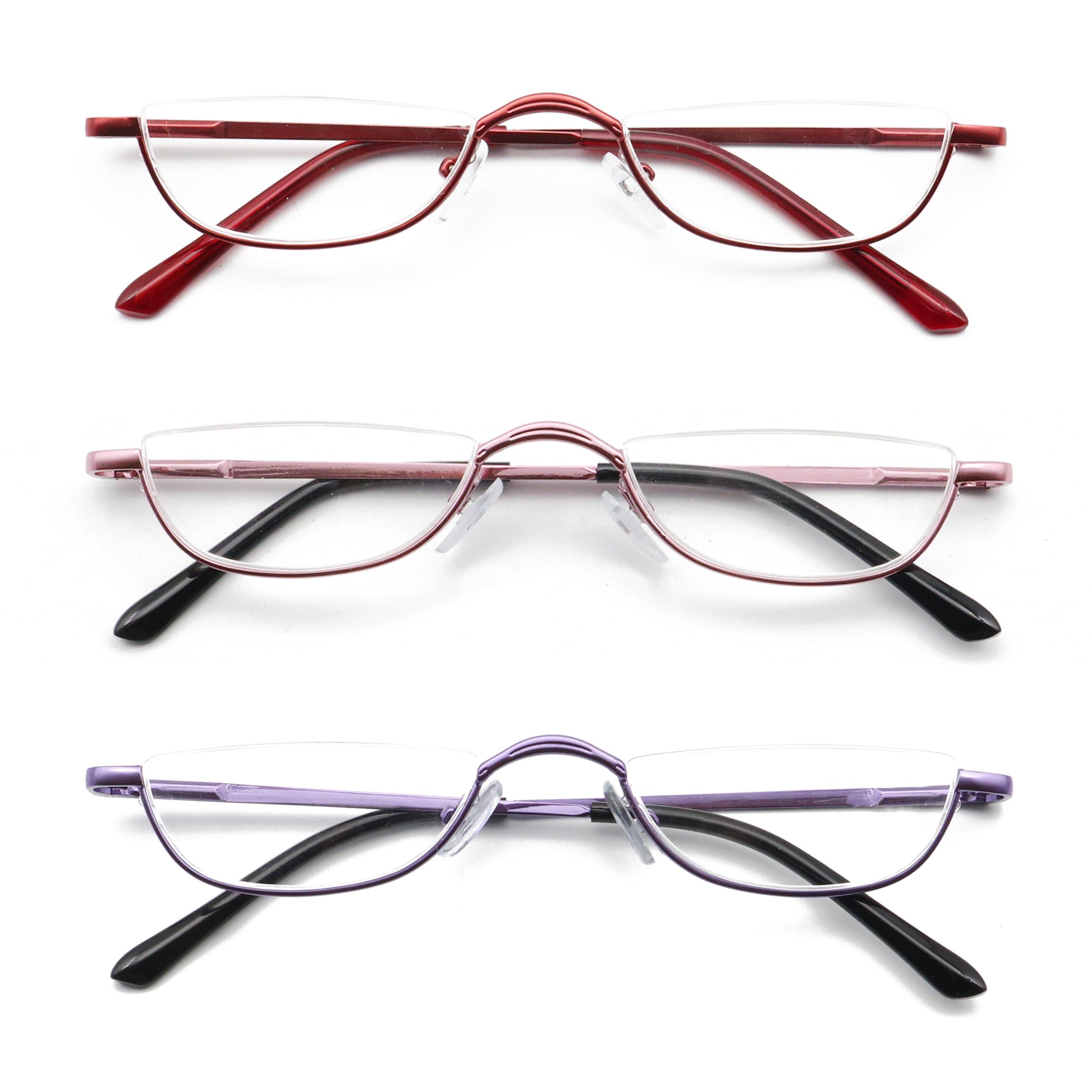 COVESATO COVESATO Half Frame Reading Glasses, Half Metal Moon Readers for Women Men 2.50