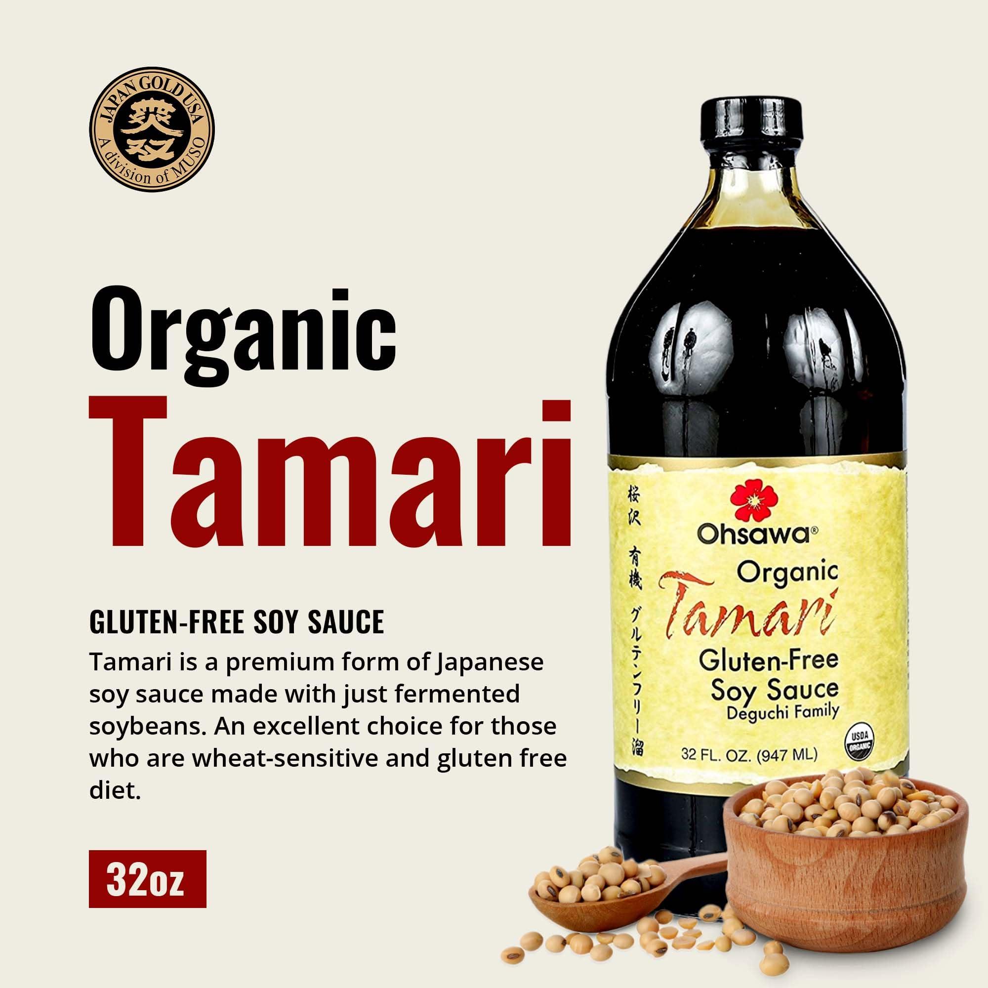 OHSAWA Ohsawa - Wheat-Free Tamari Soy Sauce - Traditionally Brewed, Gluten-Free, Non-GMO, Ideal for Cooking, Marinades, Stir-Fries - 32 Fl Oz