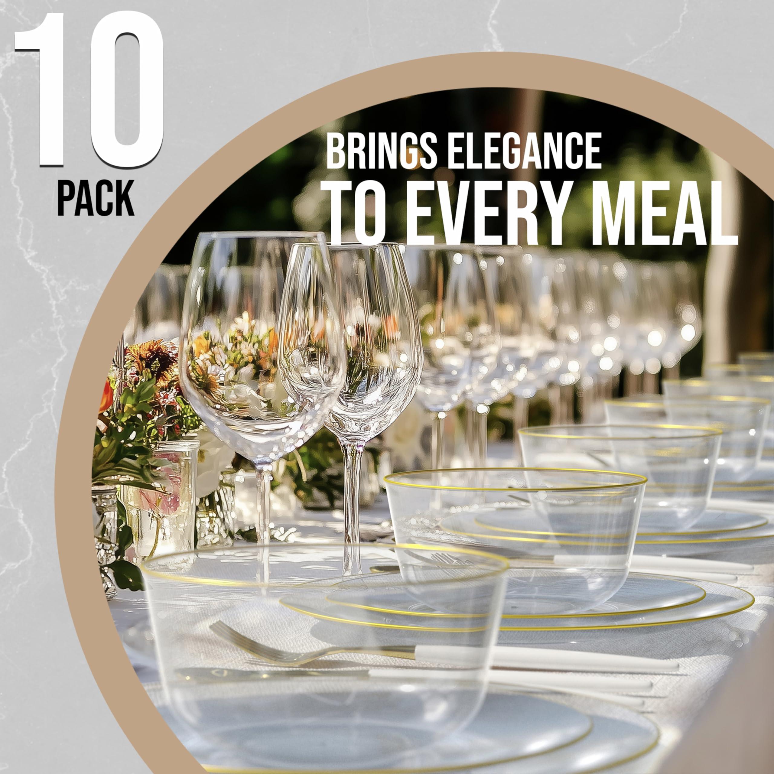 Trendables Trendables Plastic Bowls Disposable Bowls 24 Oz Bowl Set Of 10 Clear Gold Rimmed Fancy Plastic Serving Bowls Perfect Plastic Ice Cream Bowls Plastic Salad Bowls Plastic Candy Bowl