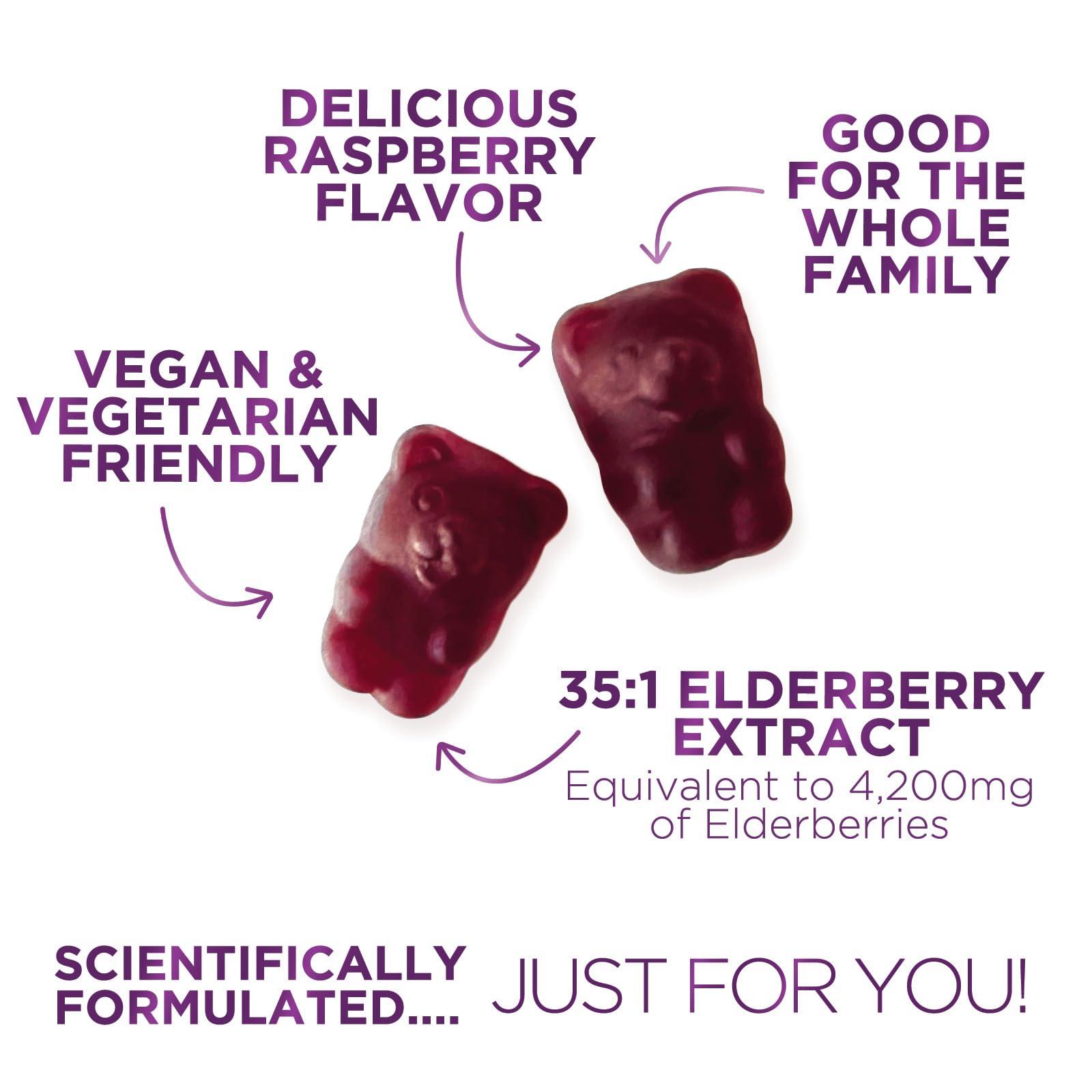 Nature's Nutrition Sambucus Elderberry Immune Gummies - Daily Immune Support for Kids & Adults - Super Concentrated 35:1 Extract, Equivalent to 4200mg of Elderberries, Black Elder Berry Vitamin Supplement - 60 Capsules