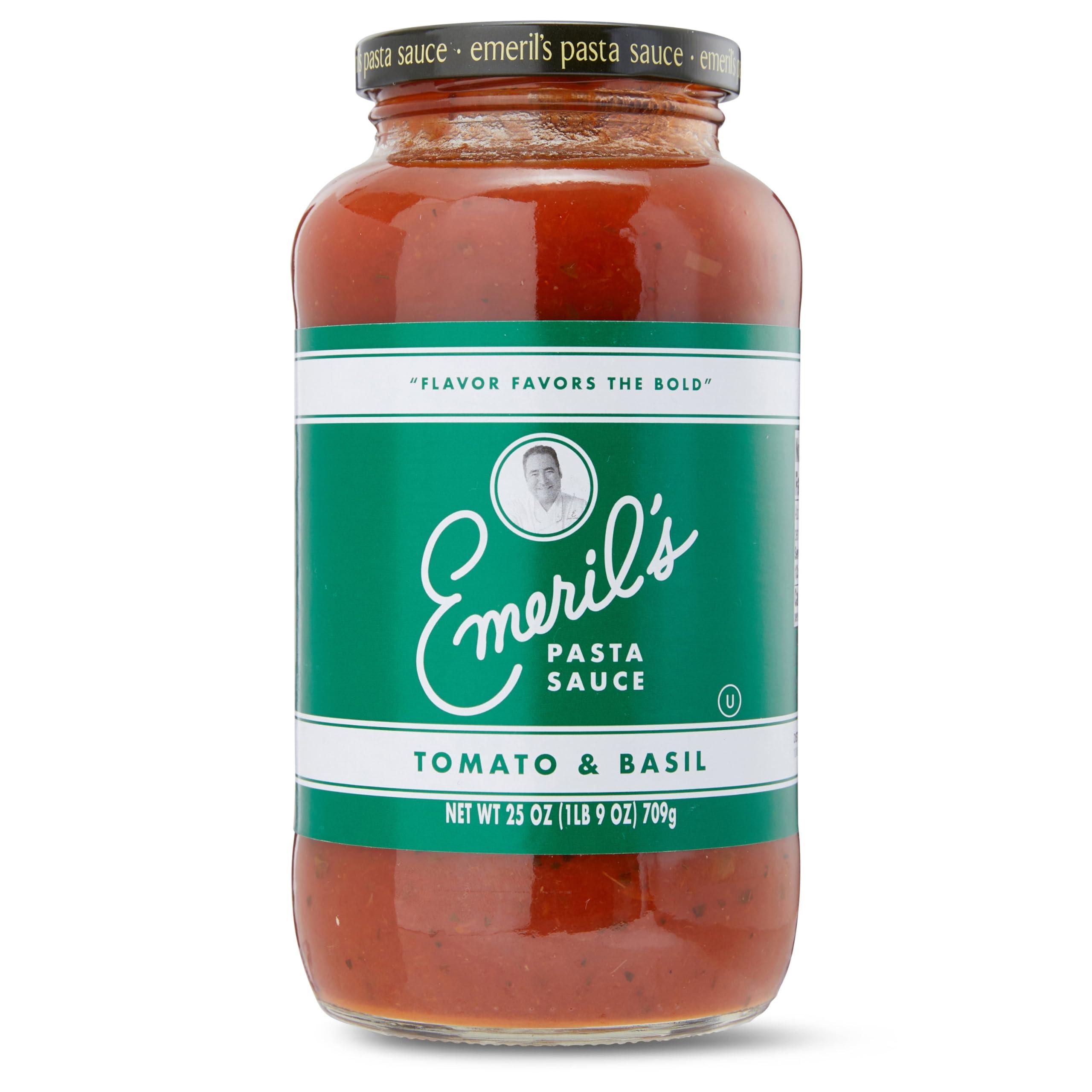 Emeril Lagasse Emeril Lagasse Pasta Sauce Jar 25 Oz Gourmet Pasta Sauces: Arrabbiata, Marinara, Roasted Garlic, Tomato Basil, & Vodka Pasta Sauce Best for Homemade Pasta and Spaghetti Sauce (TOMATO BASIL)