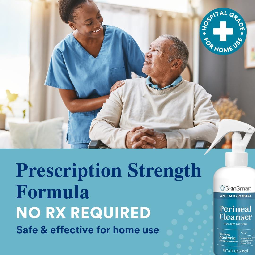 SkinSmart Antimicrobial SkinSmart Antimicrobial Perineal Cleanser, Ideal for Incontinence Care and Postpartum, Removes Bacteria, 8 oz Spray