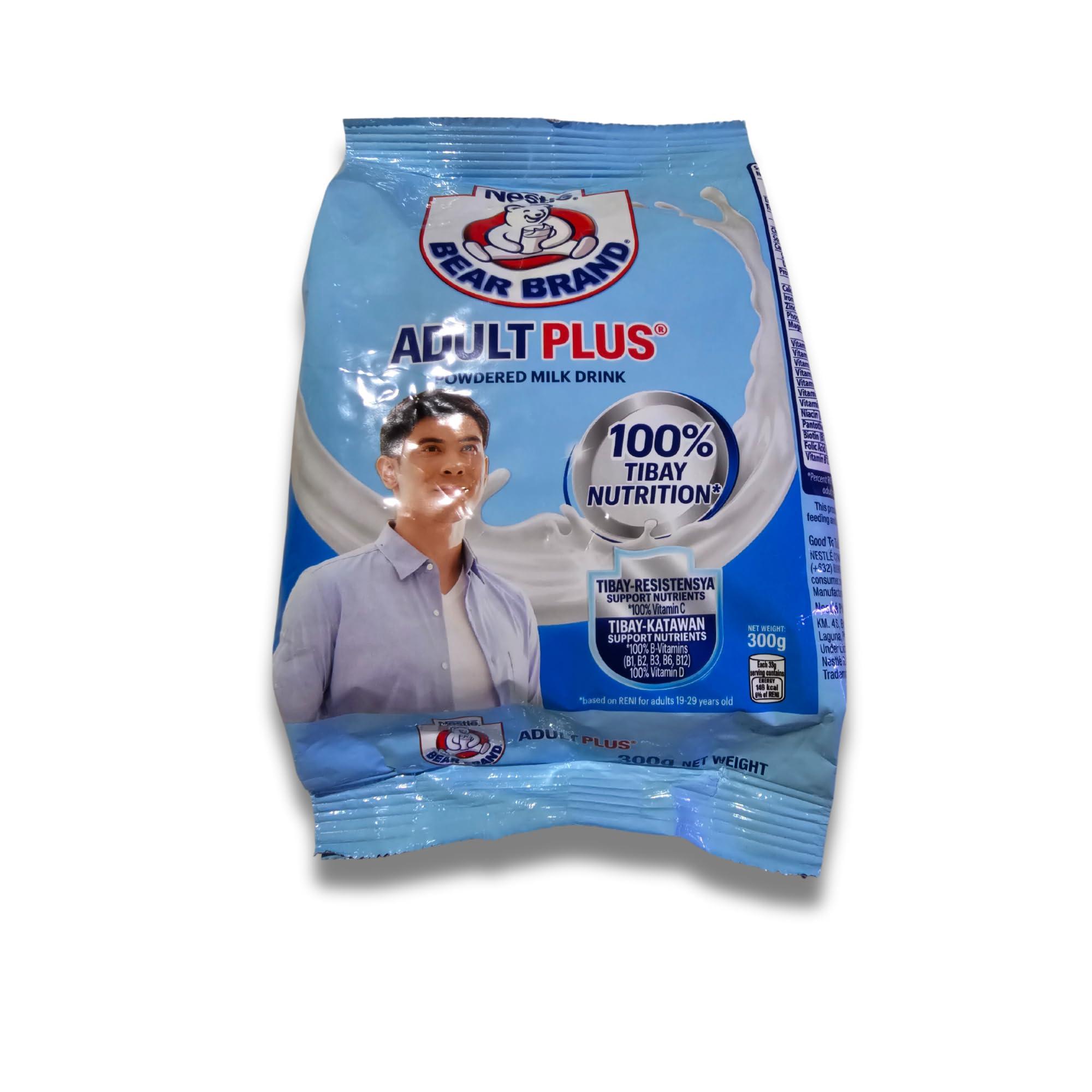 Bear Brand Bear Brand Adult Plus Powdered Milk Drink 300g (4 packs), 10.5 Ounce (Pack of 1)