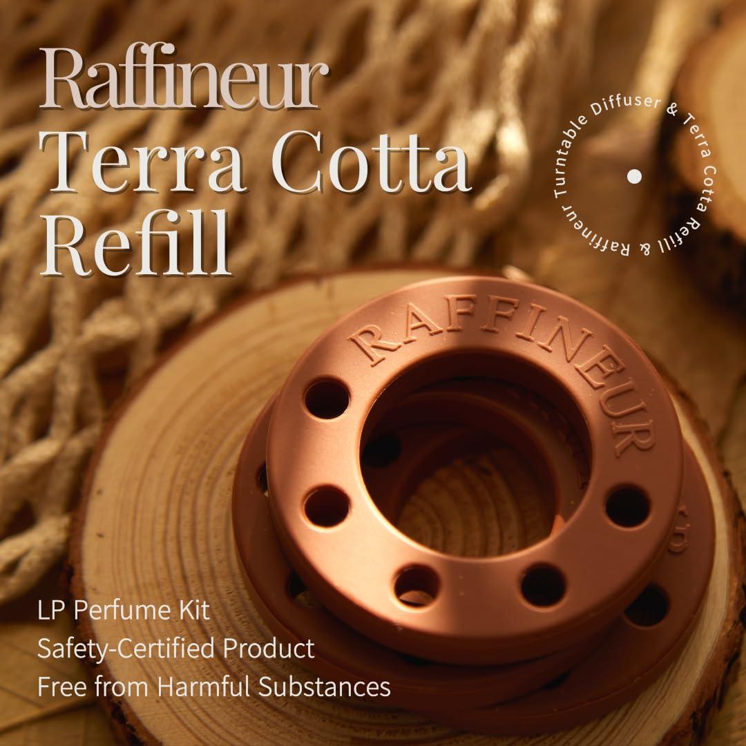 Raffineur Raffineur Turntable Diffuser Refill Kit (Lundry Cotton), Waterless Solid Terracotta Refill Infused with Aromatherapy Essential Oil, Air freshener for Home Large Room, Pet and Baby Safe, RT0009