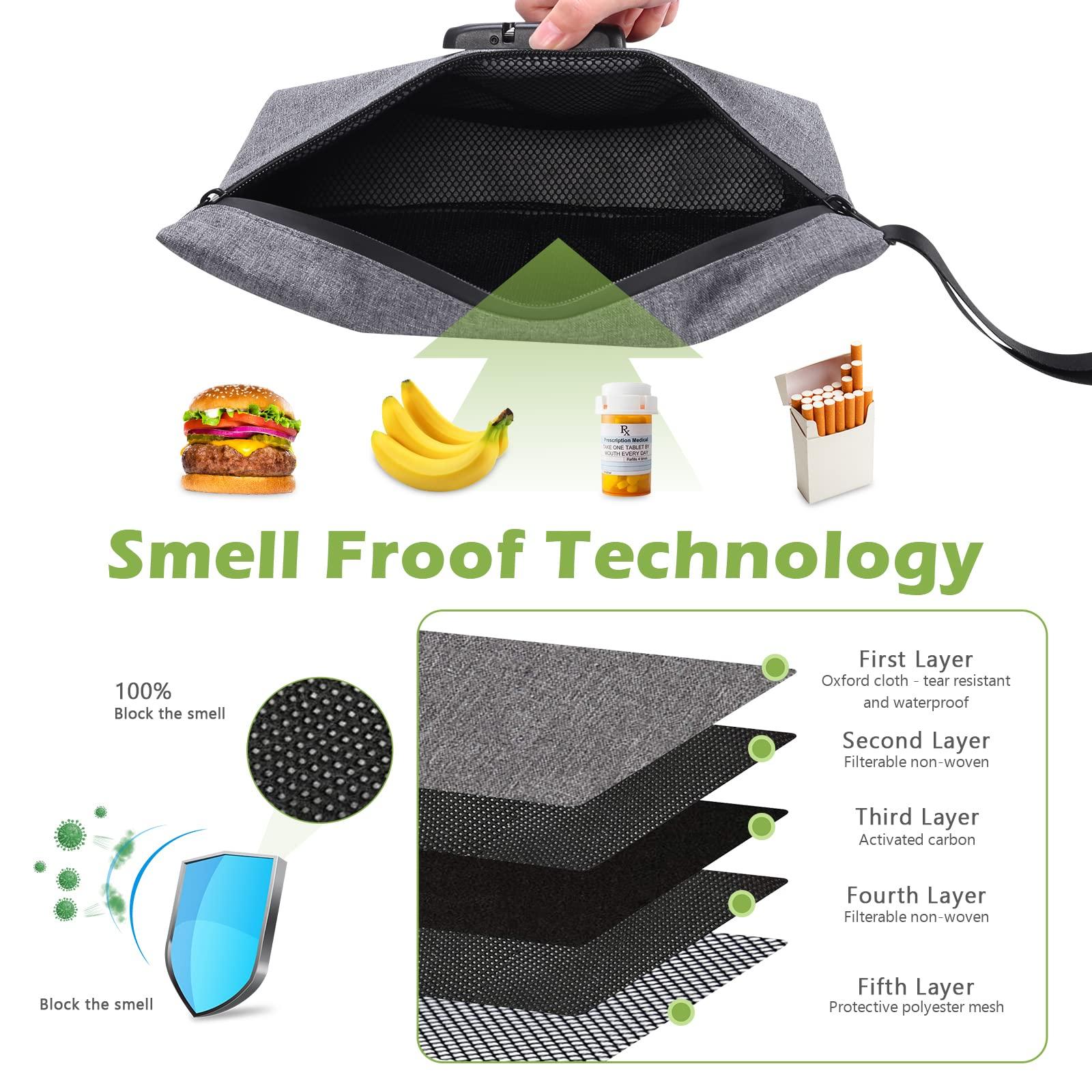 KeeKit KeeKit Money Bag with Combination Lock, 13 x 8 Inches Waterproof Men & Women\'s Locking Accessories Pouch for Cash, Portable Carry Handle Bag for Travel, Bank Deposits, Credit Cards Grey
