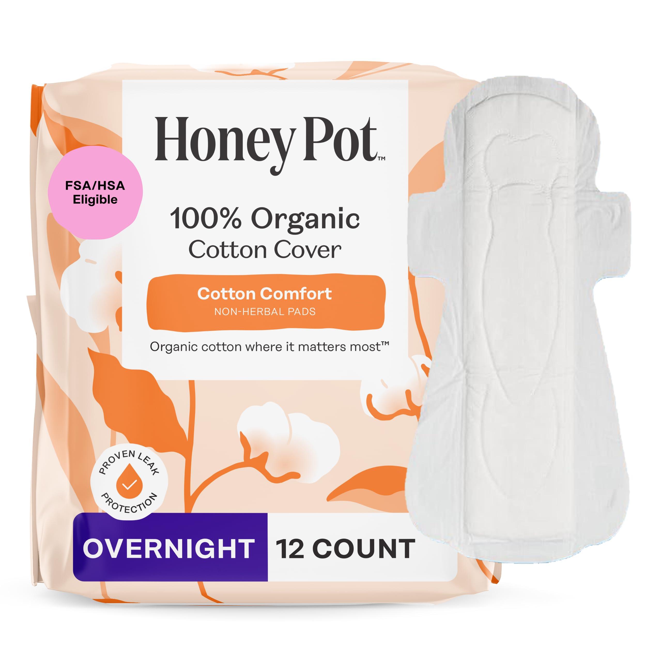 The Honey Pot Company The Honey Pot Company - Pads for Women - Non-Herbal Overnight & Regular Flow Bundle - Organic Cotton Cover & Ultra-Absorbent Pulp Core - Sanitary Pads for Women - Feminine Care - FSA & HSA Eligible