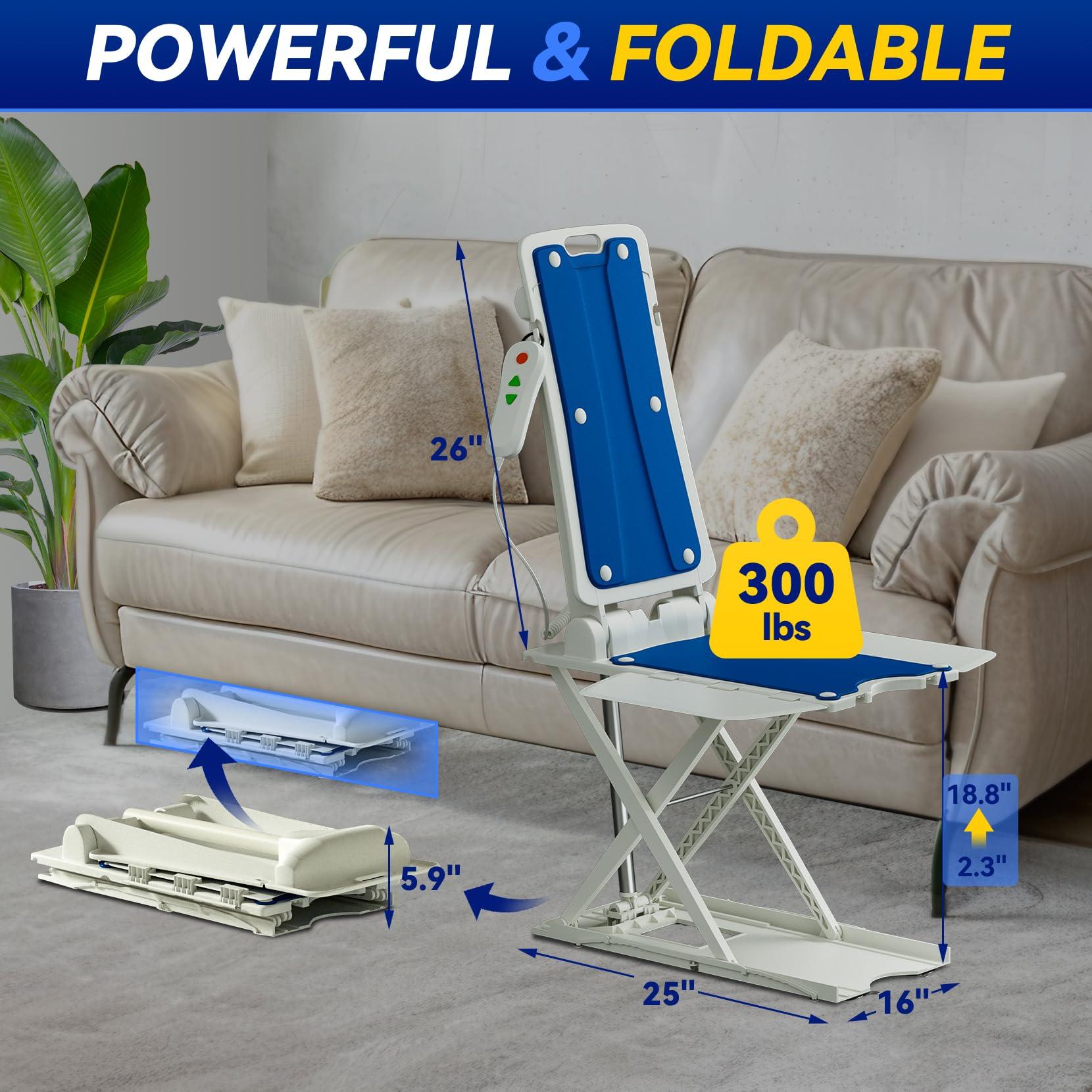 Oiameen Oiameen Electric Chair Lift, Up to 20inch Floor Lift for Elderly Falls with Remote Control, IP68 Waterproof Bath Tub Lift for Seniors, Up to 300lbs Lift Chair, for Home Floor Bathtub, 2nd Gen Version