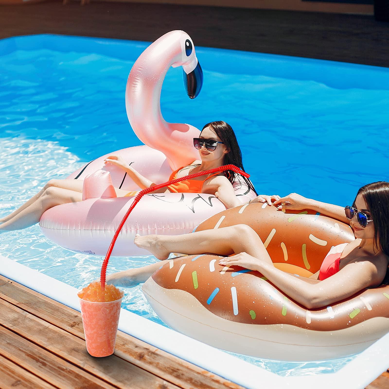 Geiserailie Geiserailie 12 Pieces Flexible Drinking Straws Extra Long Bendy Plastic Straws for Party Camping Limited Mobility Situations Dishwasher(Red, 28 Inches)