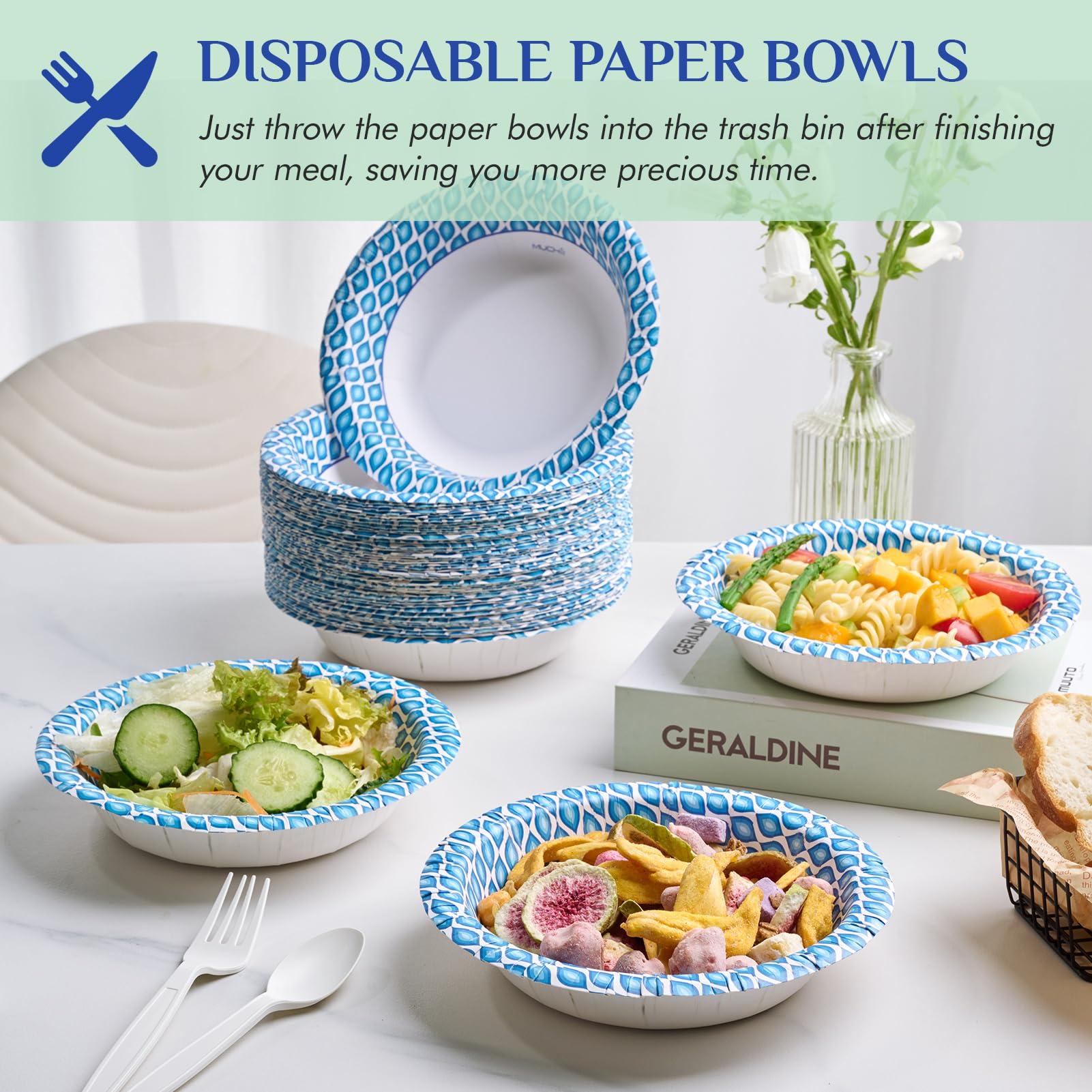 MUCHII MUCHII Paper Plates 10 Inch, 150 Counts & 20 Oz Paper Bowls 180 Counts for Breakfast, Lunch, and Dinner Meals