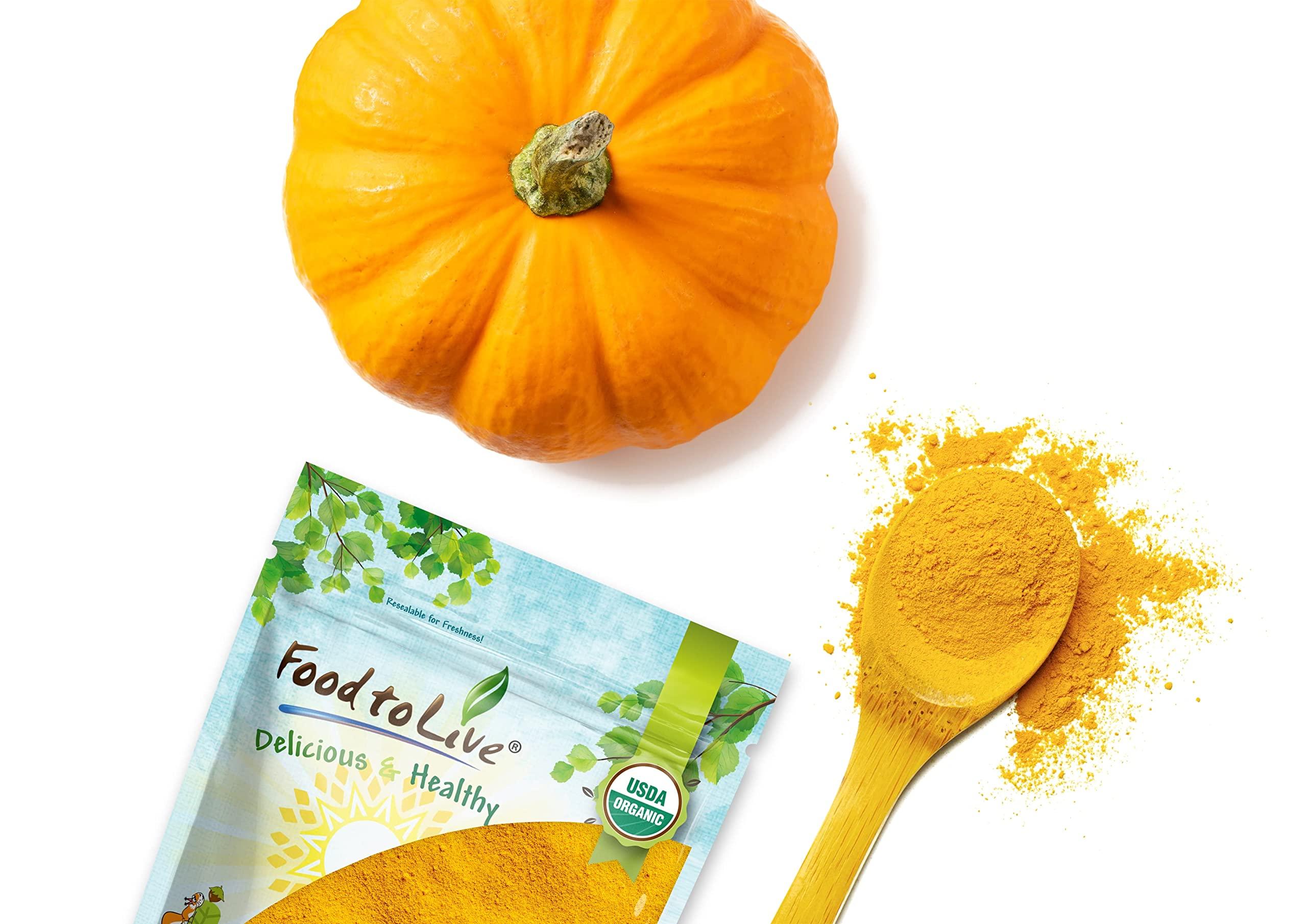 Food to Live Food to Live Organic Pumpkin Fruit Powder Non-GMO, Milled Dried Pumpkin, 100% Pure, No Additives, Vegan, Rich in Fiber, Beta-Carotene, B Vitamins. Great for Pumpkin Latte, Baking, Porridge, Soup
