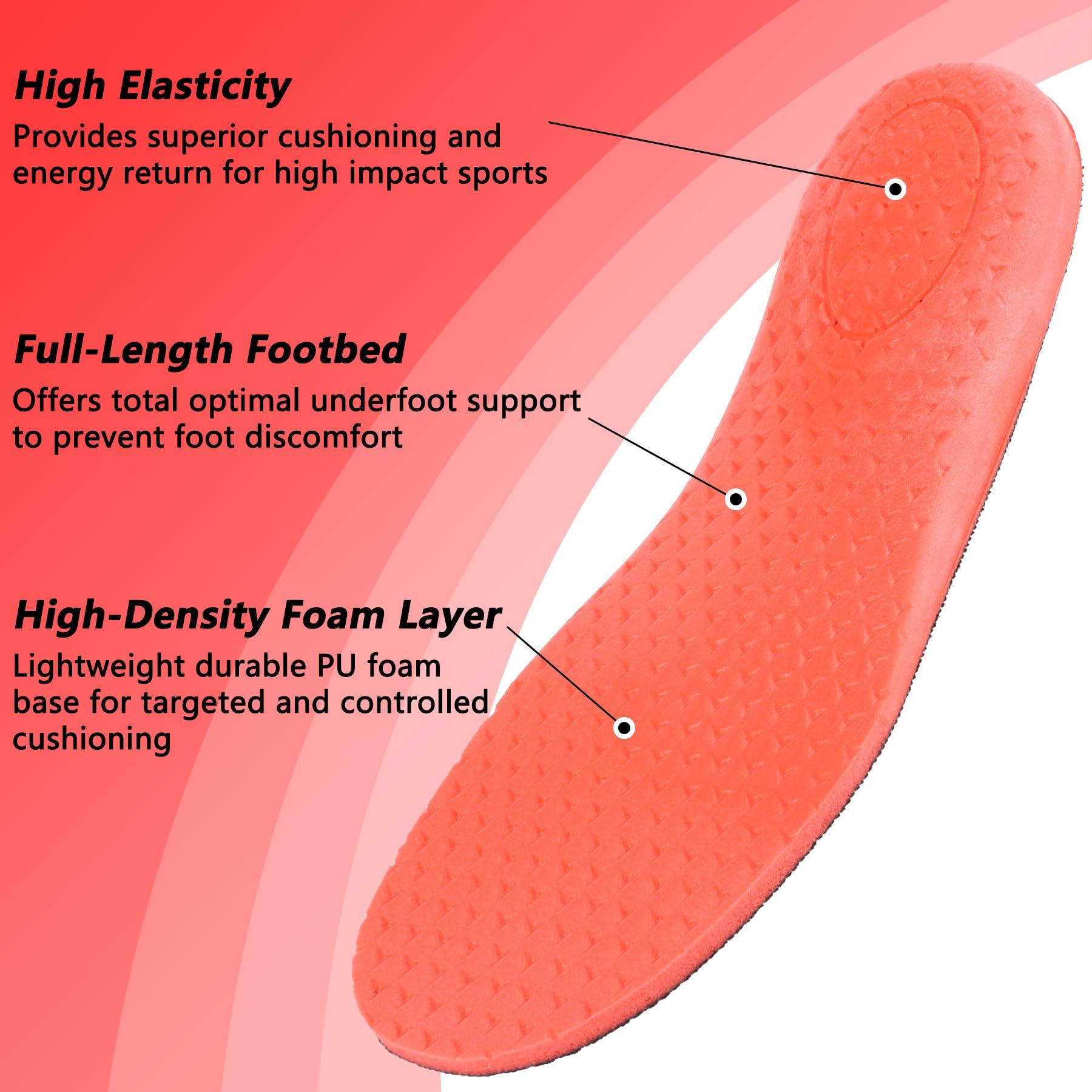 riemot riemot Arch Support Insoles for Men All-Day Comfort Gel Sport Shoe Inserts Replacement Cushioning Shock Absorbing Foam Insoles for Running Shoes Sneakers Work Boots Black US 10.5/EU 43.5