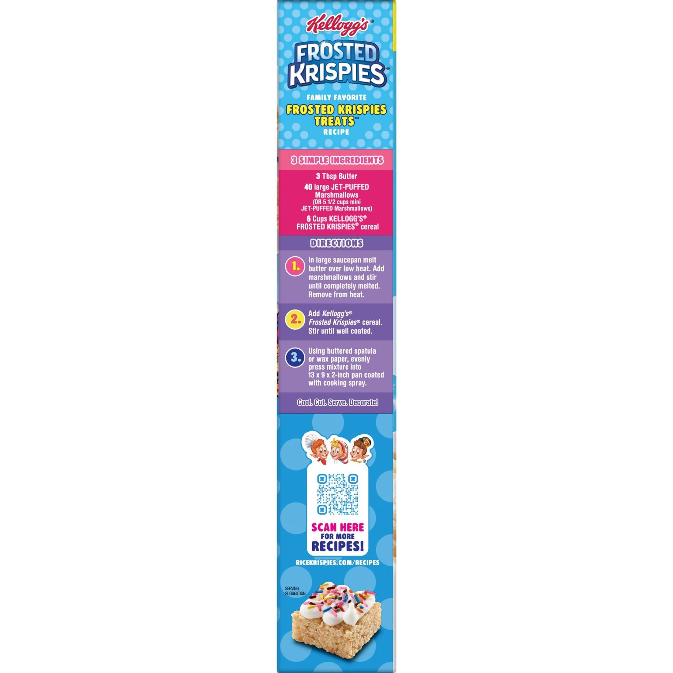 Rice Krispies Frosted Krispies Cold Breakfast Cereal, Kids Snacks, Baking Marshmallow Treats, Family Size, Original, 17.1oz Box (1 Box)