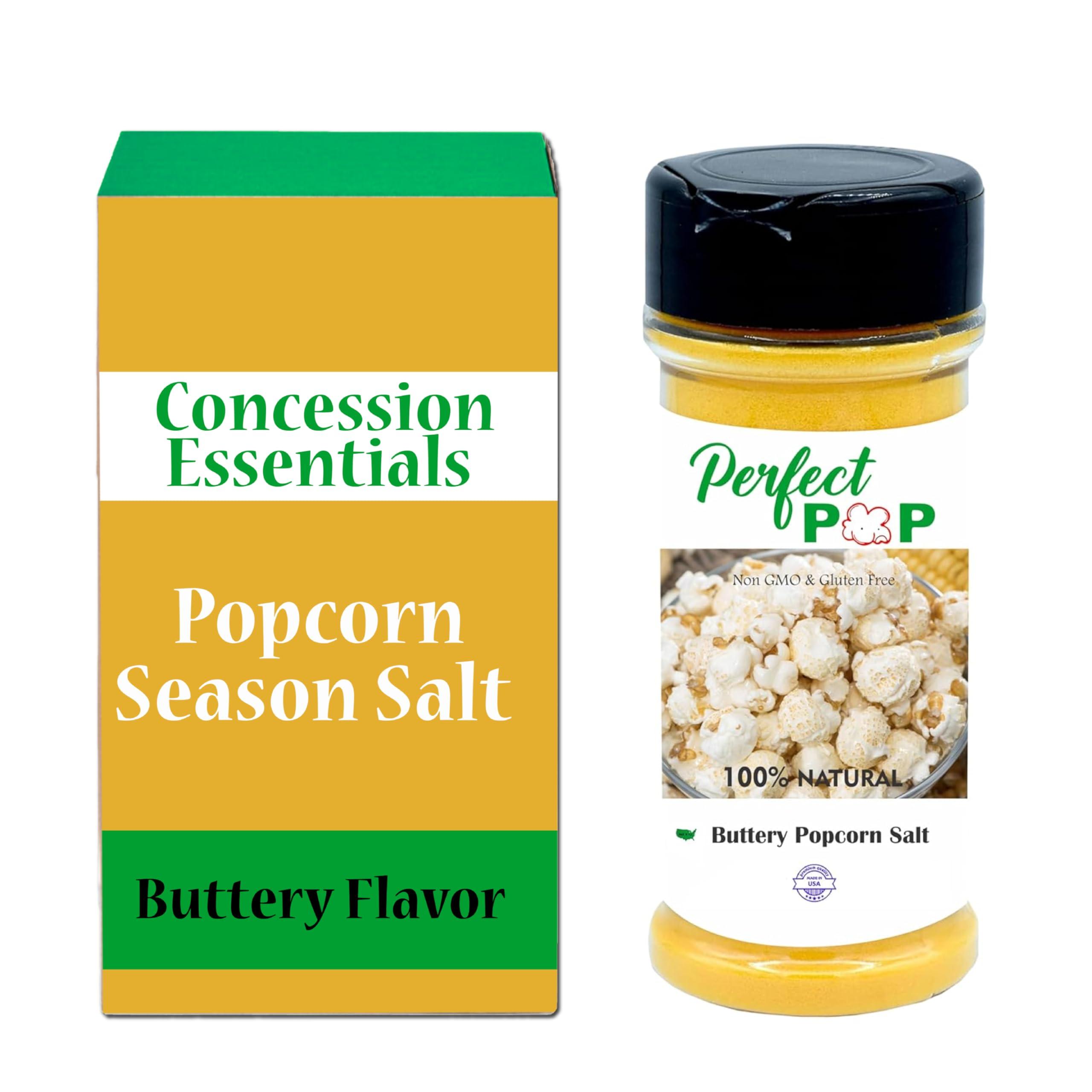 Concession Essentials Popcorn Season Salt with Buttery Flavor-Movie Theater Popcorn Taste- 8.5oz Jar