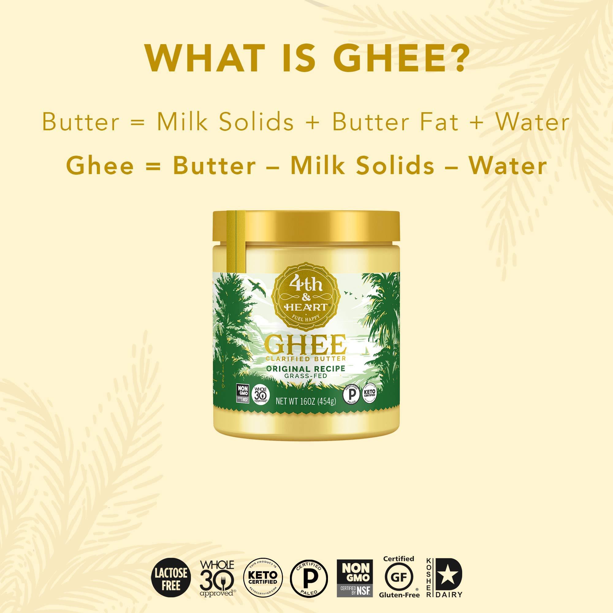 4th & Heart 4th & Heart Original Ghee Original Grass Fed Ghee Butter by , (2 x 16oz Jars), Keto, Pasture Raised, Non-GMO, Lactose and Casein Free, Certified Paleo, 32 Ounce (Pack of 2)