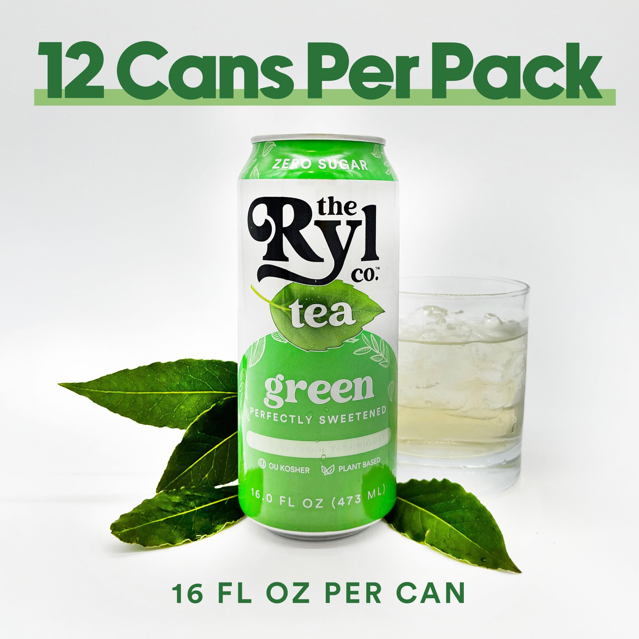 The Ryl Co Ryl Iced Tea, Green, Antioxidant Superblend, Zero Sugar, Low Carb, Zero Calorie Iced Tea, 16.0 Fl Oz (12-Pack)