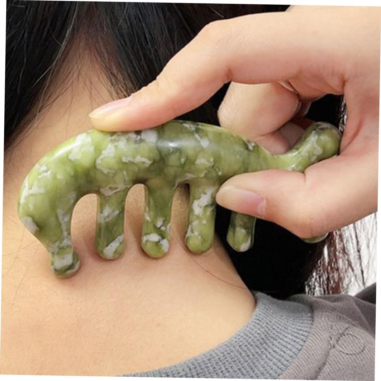 Healeved Healeved Jade Massage Comb Trigger Twist Hair Comb Tooth Sebum Comb Acupoint Jade Comb Scrubber Pet Head Scalp Cordless Bristle Blow Dryer Comb Attachment Manual Face Brush Skin Stick Green