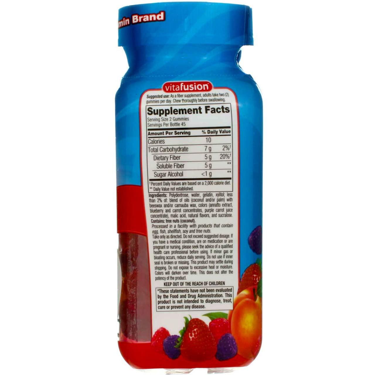 Vitafusion Vitafusion Fiber Gummies Fiber Supplement Peach, Strawberry and Blackberry Flavors 90 Each (Pack of 8)