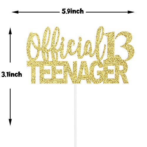 Paroke & Bubble Gold Giltter Happy 13th Birthday Cake Topper - 13th Birthday Party Decoration for Teens, 13th Birthday Cake Decorations