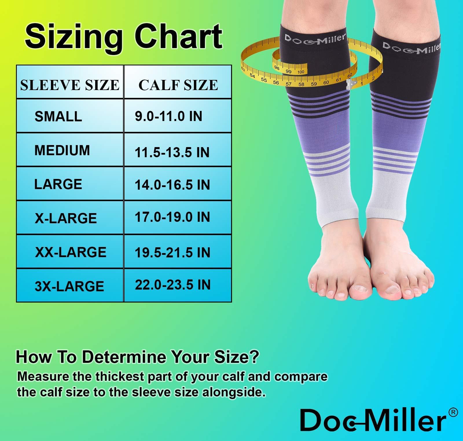 Doc Miller Doc Miller Compression Calf Sleeve for Men & Women, Medical Grade, 20-30mmHg Graduated Support for Running, Calf Tear, Shin Splints, Knee High, Calf Sleeves, Stripes Design, Extra Large Size,1 Pair
