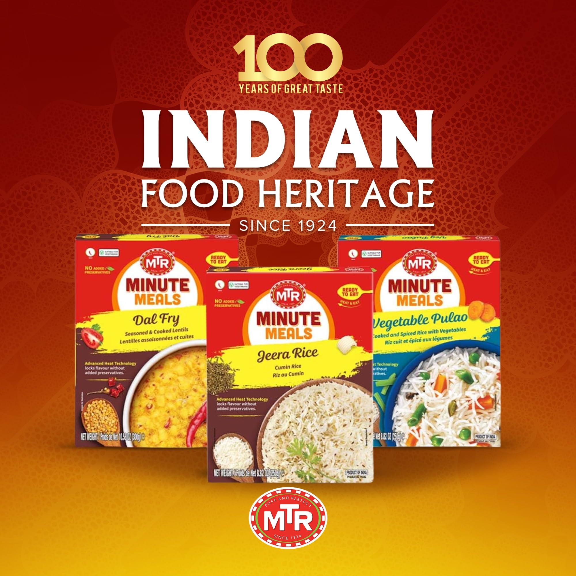 MTR MTR Ready-To-Eat: Jeera Rice - Cumin Rice - Microwavable Rice Packs for Instant Meals - Delicious & Nutritious Rice Ready in Minutes - Suitable for Vegetarians with Natural Ingredients - (Pack of 6)