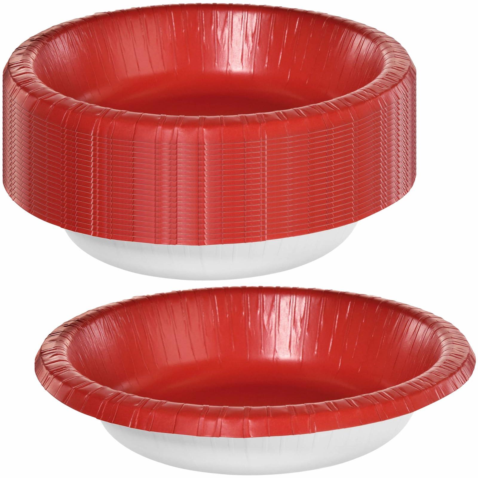 amscan Paper Bowls - 20 oz. - Vibrant & Eco-Friendly Bowls - Ideal for Parties, Events & Special Occasions, Apple Red, Pack of 20